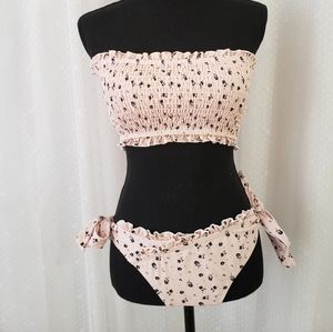 Never worn Pink floral Bandeau bikini